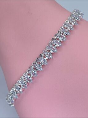 Swarovski Crystal Elements White Crystal Marquise Cut Tennis Bracelet Bridal